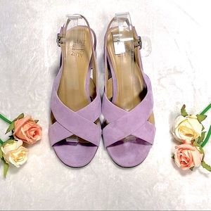 Naturalizer lilac suede chunky heel wide sandals